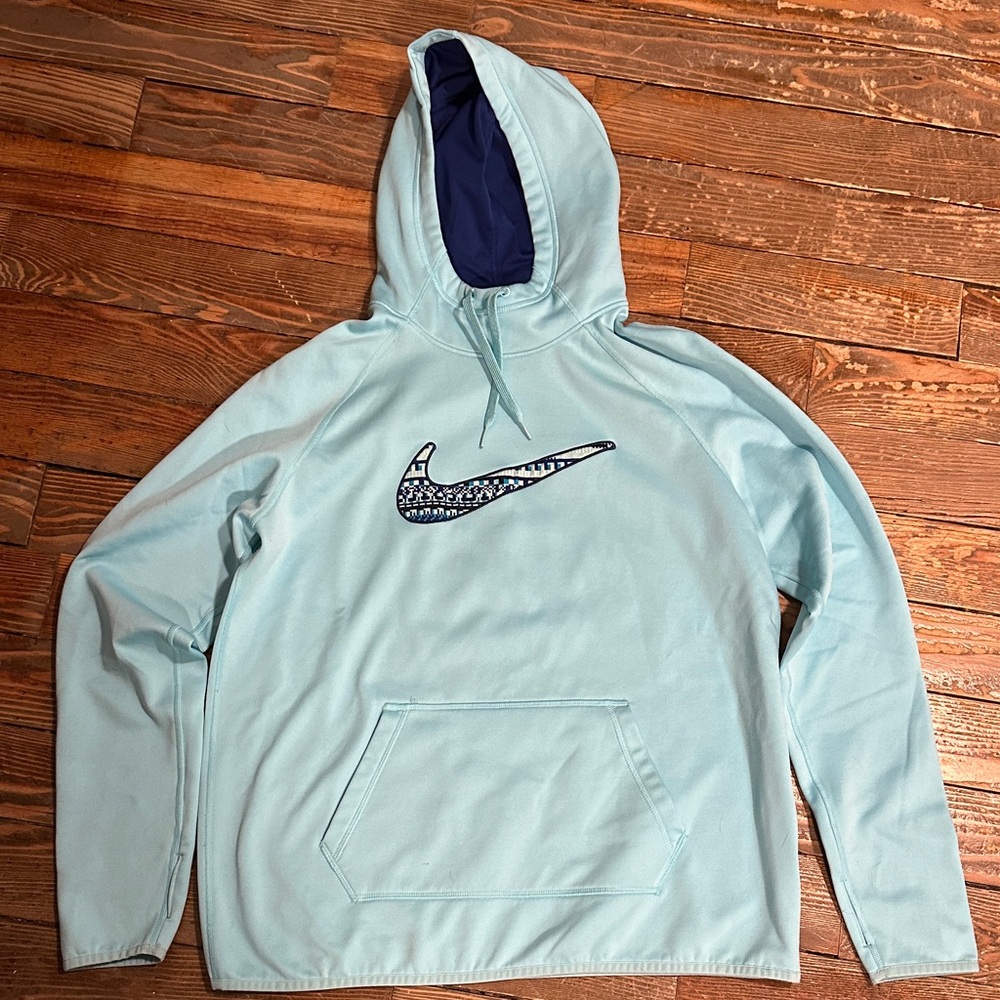 Nike Sky Blue Hoodie with Navy Accents